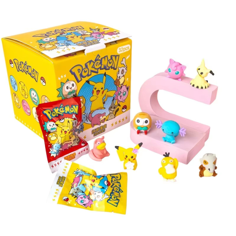 32 Stück Pokemon Pikachu Mystery-Radiergummis von Bandai in Mehrfarbig als Sammelset für die Schule - Bild 2
