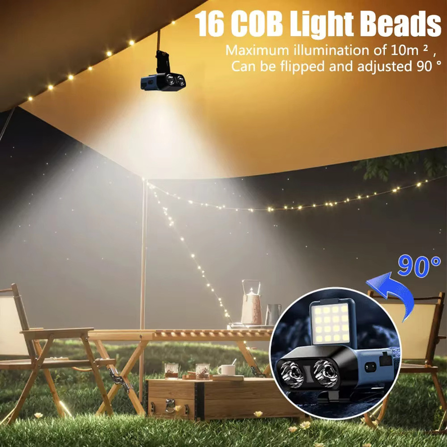VASTFIRE LED Clip-on Stirnlampe mit Bewegungssensor, wiederaufladbare COB Kappenleuchte in Weiß - Bild 4