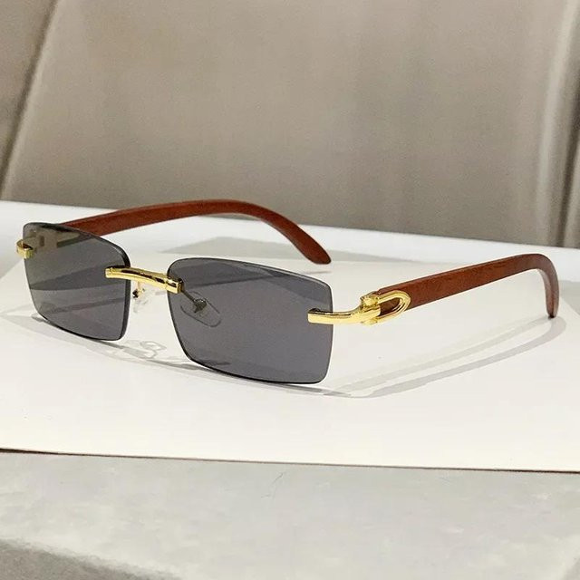 Outdoor-Sonnenbrille, quadratisch, randlos, Edelstahl, Unisex, schwarz, grau - Bild 1