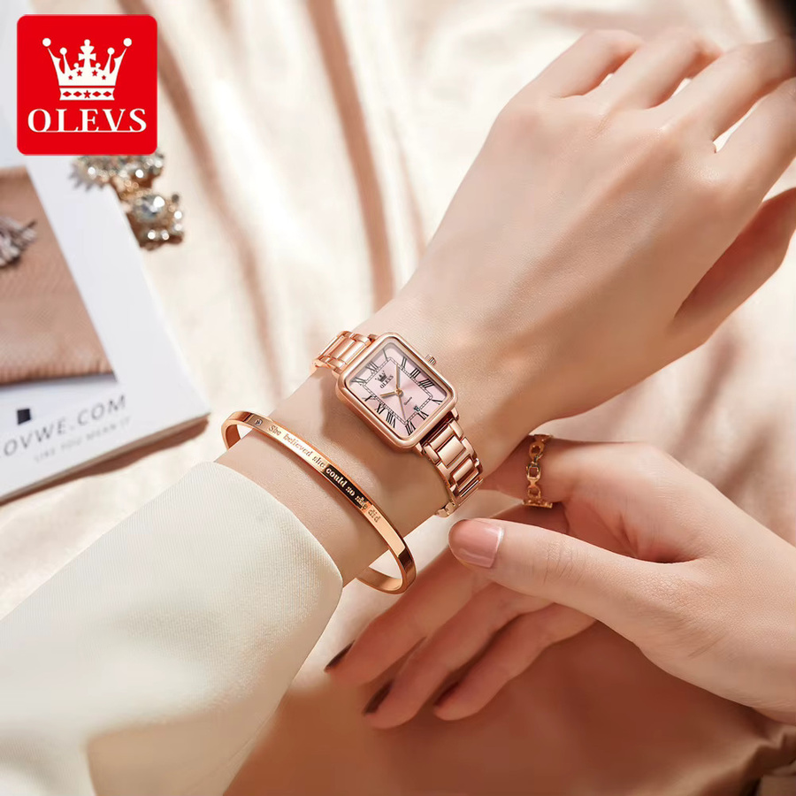 OLEVS Armbanduhr Quarz, Edelstahl, Weiß, Damen - Bild 3