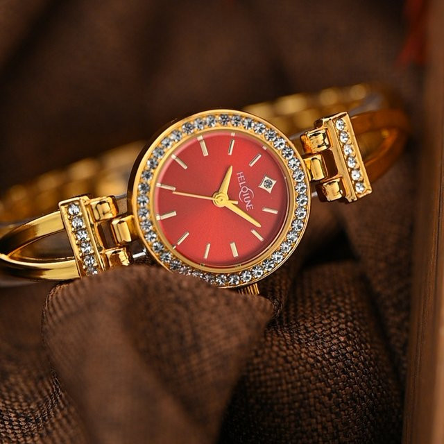 YaLaLuSi Armbanduhr, Quarz, Gold, Vintage, Damen - Bild 1