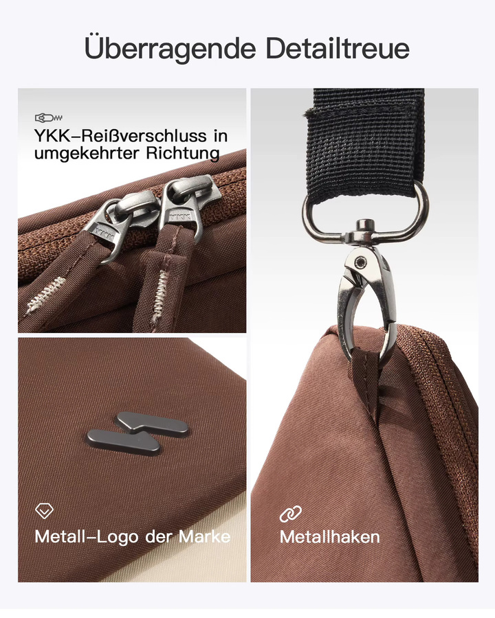 Inateck 360° Schutz Laptoptasche Hülle Schultertasche in Braun, kompatibel mit 13-Zoll MacBook Pro/Air und 14-Zoll MacBook Pro/Max (2021-2026), LBT32 - Bild 4