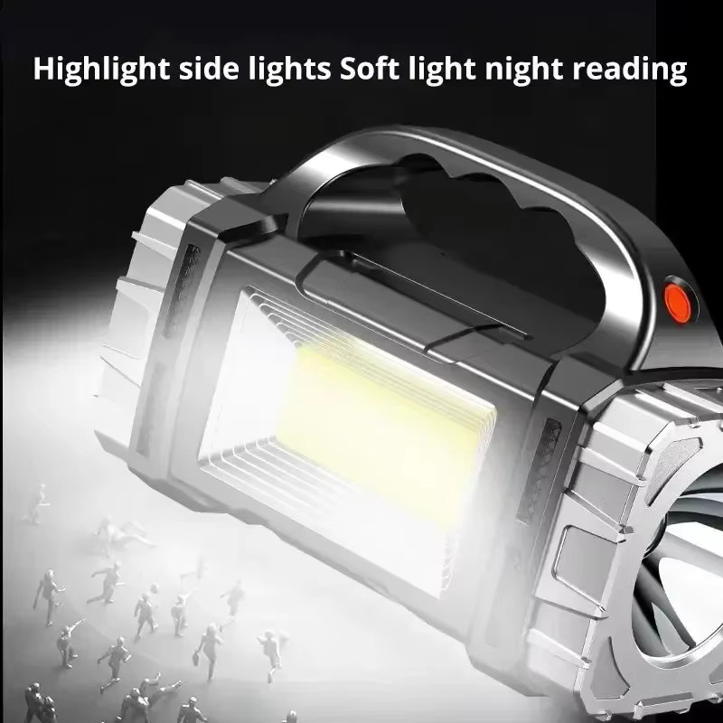 XIWANGFIRE Hochleistungs-LED-Taschenlampe mit Solar- und USB-Ladung, wasserdichte Camping-Taschenlampe in Schwarz - Bild 4