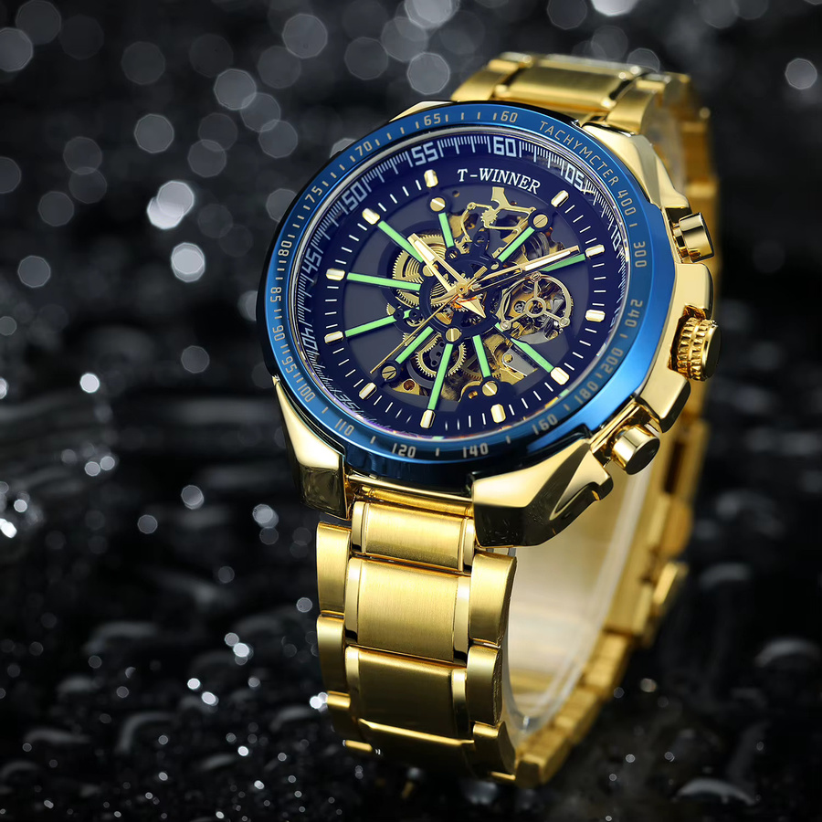 WINNER Automatik-Armbanduhr, Edelstahl, Schwarz, Herren - Bild 5
