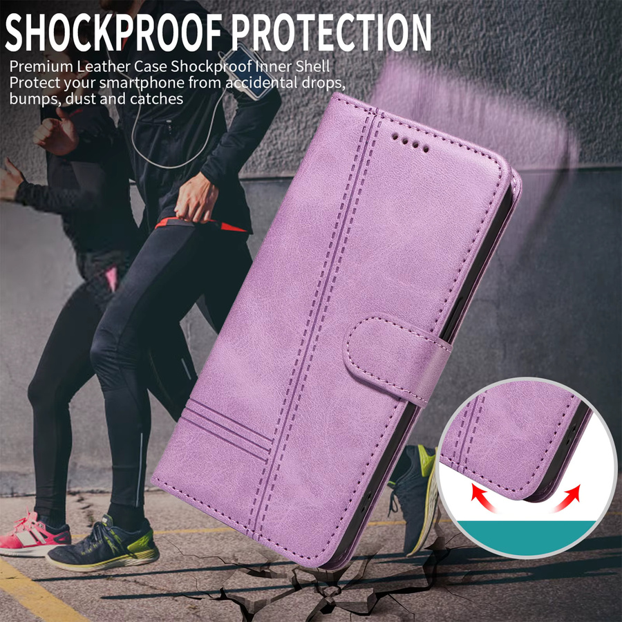 Leder Flip Wallet Case mit Kartenfächern für Samsung Galaxy A32 A33 A34 A35 A52 A52S A53 A54 A55 A72 A73 5G M15 M22 M54 M55 M62 in Lila - Bild 5