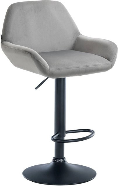 DELUKE Barhocker DUBLIN mit Lehne, grauer Samt, schwarz, drehbar, B/T/H: 52 x 51 x 109 cm - Bild 1