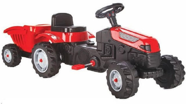 Pilsan Kindertraktor Active Pedale 07316 in Rot mit Anhänger und einstellbarem Sitz - Bild 1