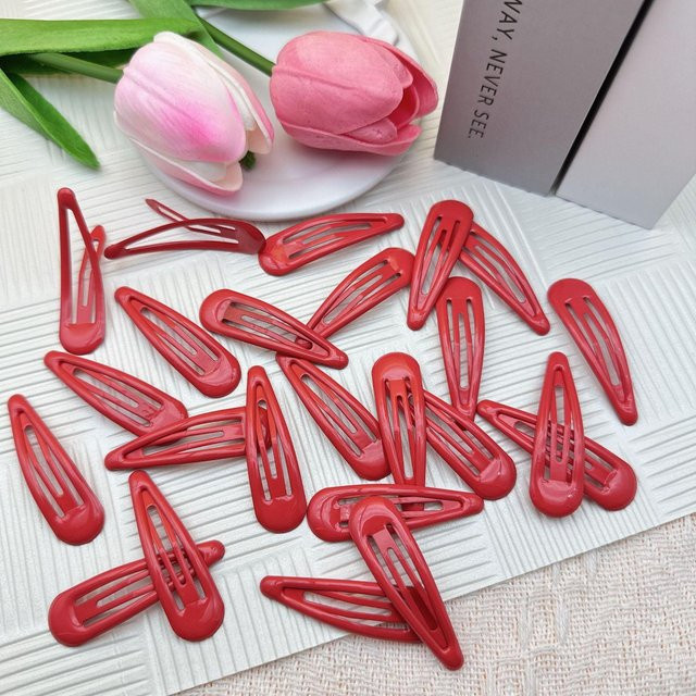 Haarspange Damen, Roter Stern, Wassertropfen, Silberne Haarspange - Bild 1