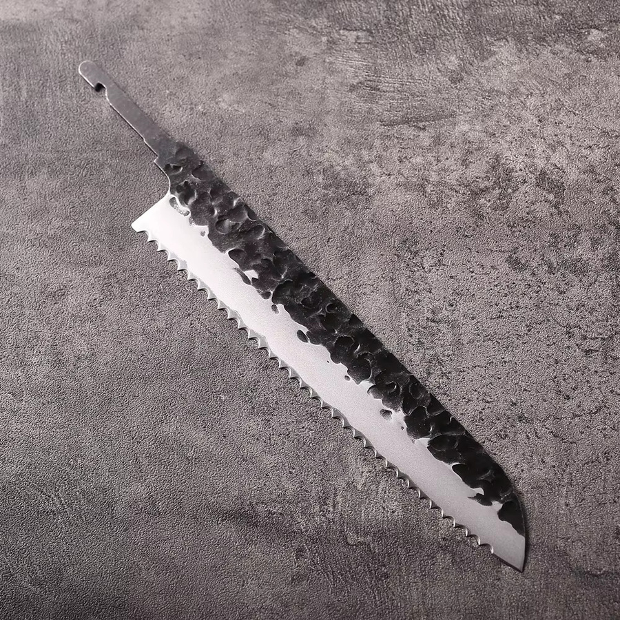 DASHWAY Gezahntes Brotmesser aus geschmiedetem Verbundstahl in Silber, 21,59 cm Klingenlänge, DIY Handwerkzeug im japanischen Stil mit Full Tang - Bild 2