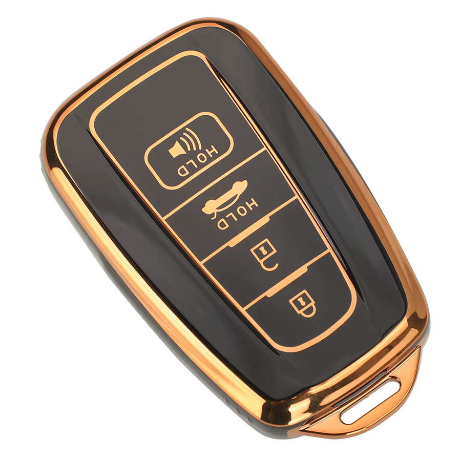 Jingyuqin Soft TPU Schlüsseletui mit Anhänger für Toyota Corolla Prius Camry C-HR Rav4 Altis Land Cruiser Prado, Schwarz - Bild 2