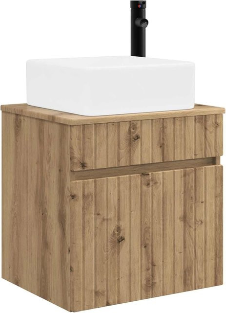 vidaXL Wandmontiertes Waschbecken-Vanity im modernen Design in Artisan-Eiche, B/T/H: 49 x 41 x 63 cm - Bild 1