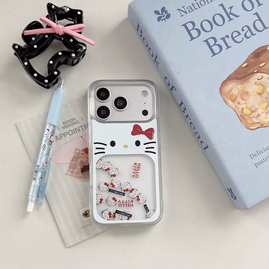 Sanrio Hello Kitty Handyhülle mit Glitzer und Schleife in Weiß für iPhone 13 14 15 16 17 Pro Max - Bild 2
