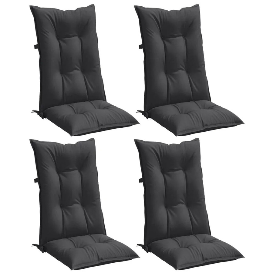 vidaXL Set aus 4 Hochlehner-Auflagen in Melange Anthrazit, UV-beständig aus Polyester, B/T/H: 120 x 50 x 7 cm - Bild 2