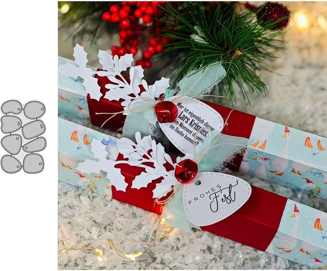 Metallschneideform Geschenketikett in Silber für Papierhandwerk und Weihnachtskarten - Bild 1