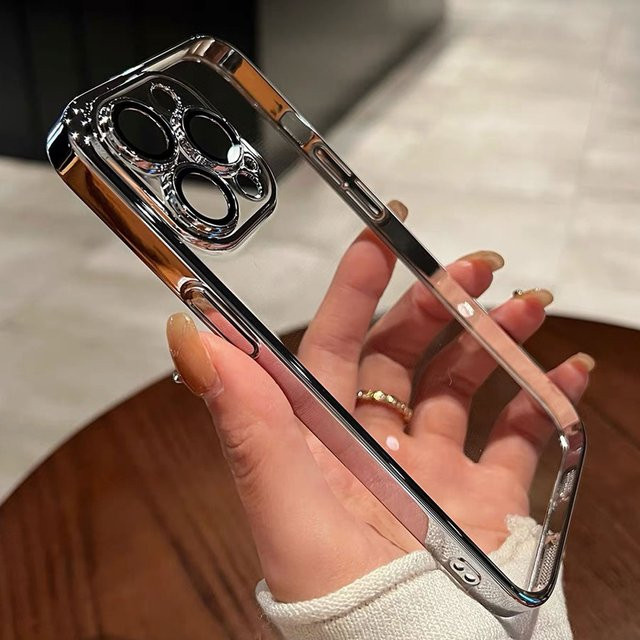 Transparente Silikon-Handyhülle mit Objektivschutz für iPhone 15, 14 Plus, 13, 12, 11, Pro Max und Mini in Lila - Bild 1