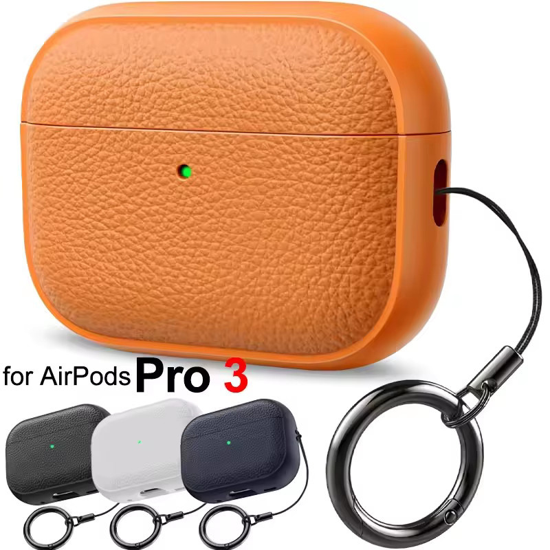 Apple Capa Schutzhülle für AirPods Pro 3 aus weichem TPU-Leder in Blau mit Trageband - Bild 2