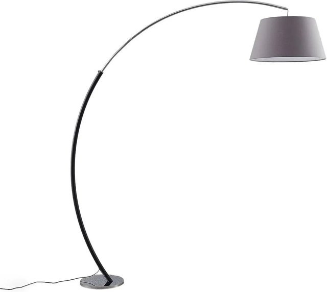 Lucande Stehlampe Evelyna Bogenleuchte Modern in Grau aus Alu und Textil, 1-flammig E27, Höhe: 230 cm - Bild 1