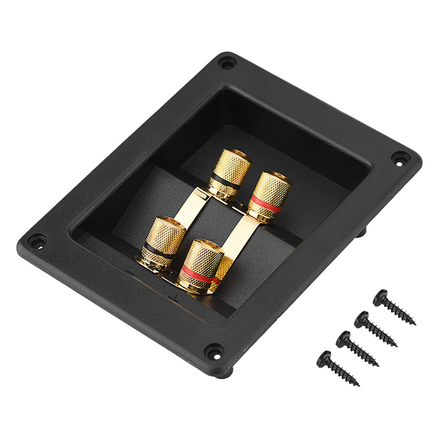 Qiilu Lautsprecherkabelverbinder mit 4-Wege-Anschlüssen aus reinem Kupfer und vergoldeten Klemmen in Gold und Schwarz - Bild 5