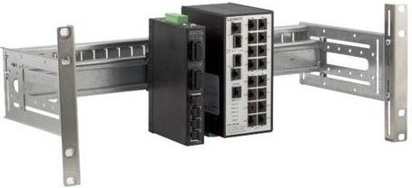 EFB-Elektronik Universal DIN-Rail Holder DIN Schienenpanel in Schwarz für Wandmontage, Deckenmontage oder Rackmontage - Bild 1