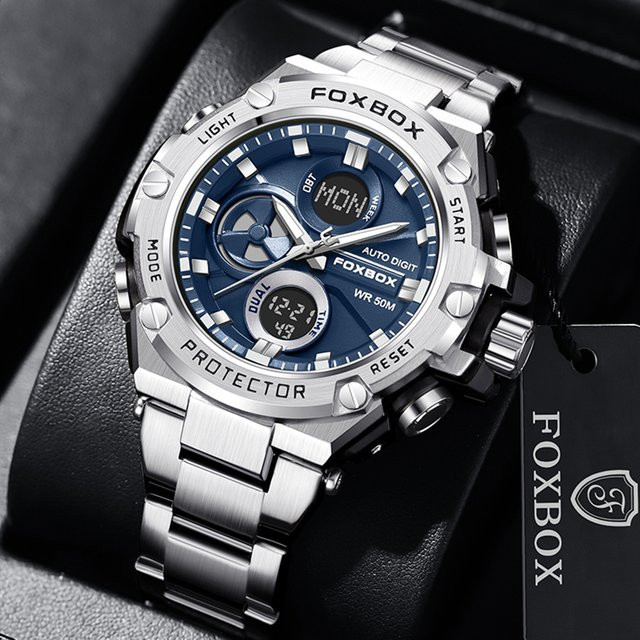 Lige Armbanduhr, Digitaluhr, Edelstahl, Herren, 5 ATM, Stoppuhr - Bild 1