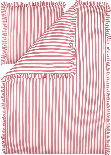 LIVARNO Mikrofaser-Satin-Bettwäsche mit Streifen, Set bestehend aus 1x Bettbezug und 1x Kissenbezug, B/T/H: 135 x 200 cm und 80 x 80 cm - Bild 1