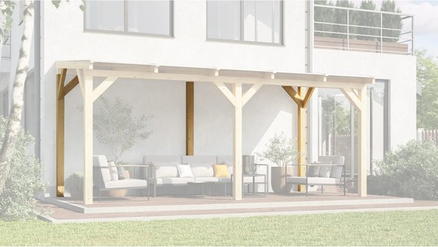 Weka Bausatz Freistehende Terrassenüberdachung 672 Gr. 1-2 aus Leimholz in Natur Braun - Bild 1