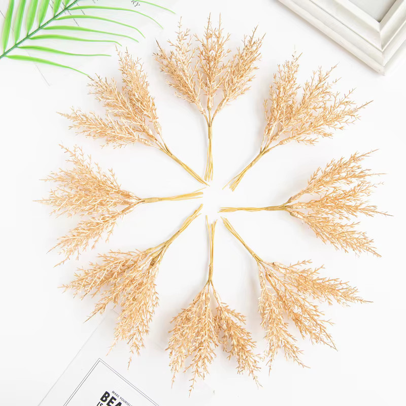 6er Bündel künstliche Zweige von smr in Gold und Silber für Weihnachtsdekoration und Hochzeitsbögen - Bild 1