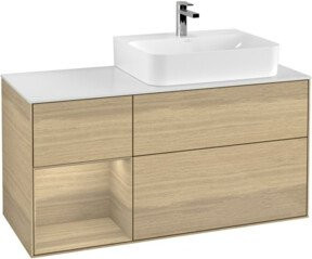 Villeroy & Boch Finion Waschtischunterschrank mit Abdeckplatte in Weiß und Oak Veneer, Breite: 120 cm - Bild 1