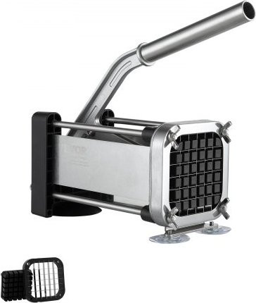 VEVOR Manueller Pommes Frites Schneider aus Edelstahl mit 1/2-Zoll-Klinge in Schwarz und Silber mit Saugnäpfen für Kartoffeln, Gurken und Gemüse - Bild 1