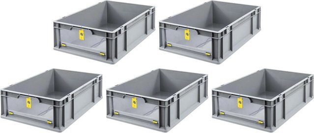 PROREGAL SuperSparSet 5x Eurobox NextGen Insight Cover Eurobehälter mit verstärkten Wänden, Gelb, H x B x T: 17 x 40 x 60 cm, 34 Liter - Bild 1