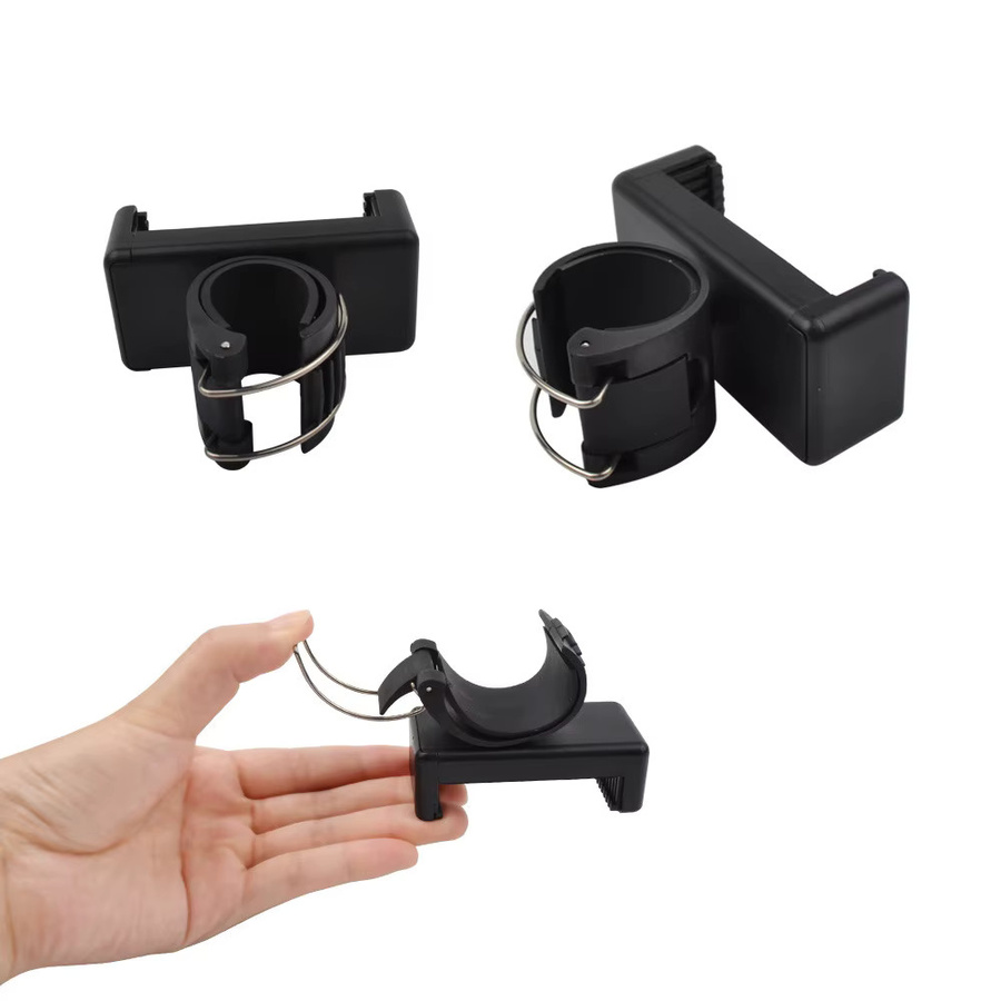 Selfie Stick mit verstellbarem Clip und Halterung für GoPro und Action-Kameras, Schwarz - Bild 3