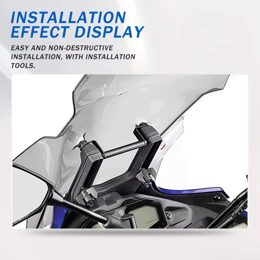 Motorrad Telefonhalterung und GPS Navigation Halterung für Yamaha Tracer 700 7 GT (2023-2025) in Schwarz zur Montage an der Windschutzscheibe - Bild 4