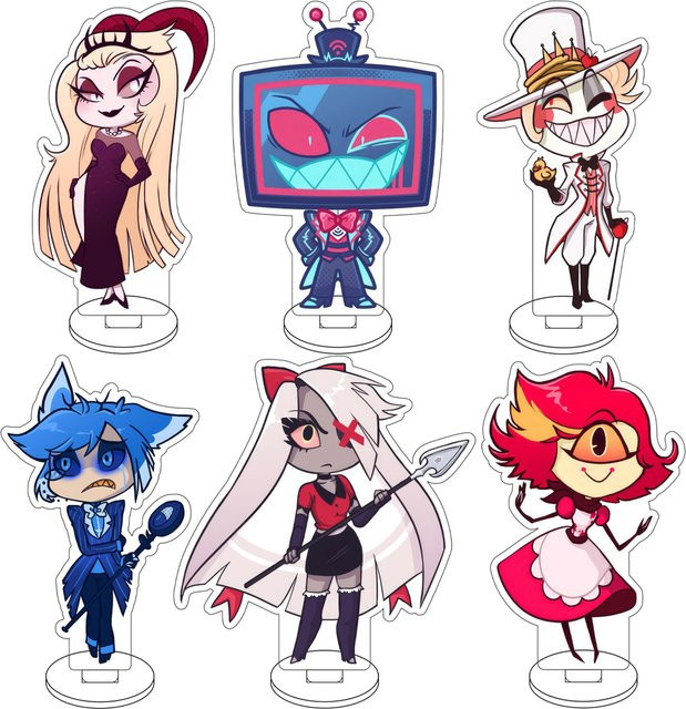 Bandai Hazbin Hotel Niffty Alastor Husk Cherri Bomb Charlie Morningstar Figur, Acryl-Ständer, 10cm - Bild 1
