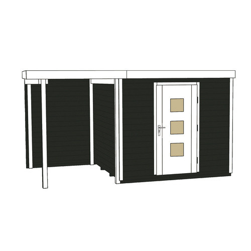 Weka Holz-Gartenhaus wekaLine 413 A Gr. 1 in Anthrazit mit Flachdach und Vordach, B/T/H: 400 x 250 x 244 cm - Bild 4