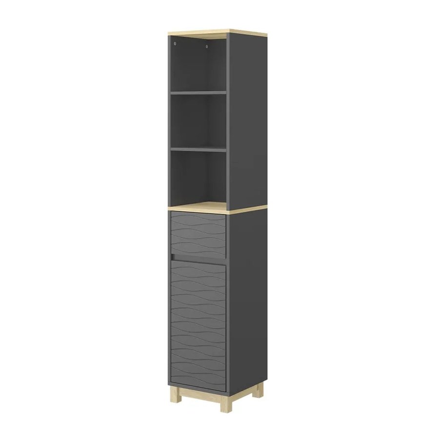 Vicco Badezimmermöbel Livia Anthrazit mit Schubladen und Regalfächern B: 30 cm, H: 151,5 cm - Bild 2