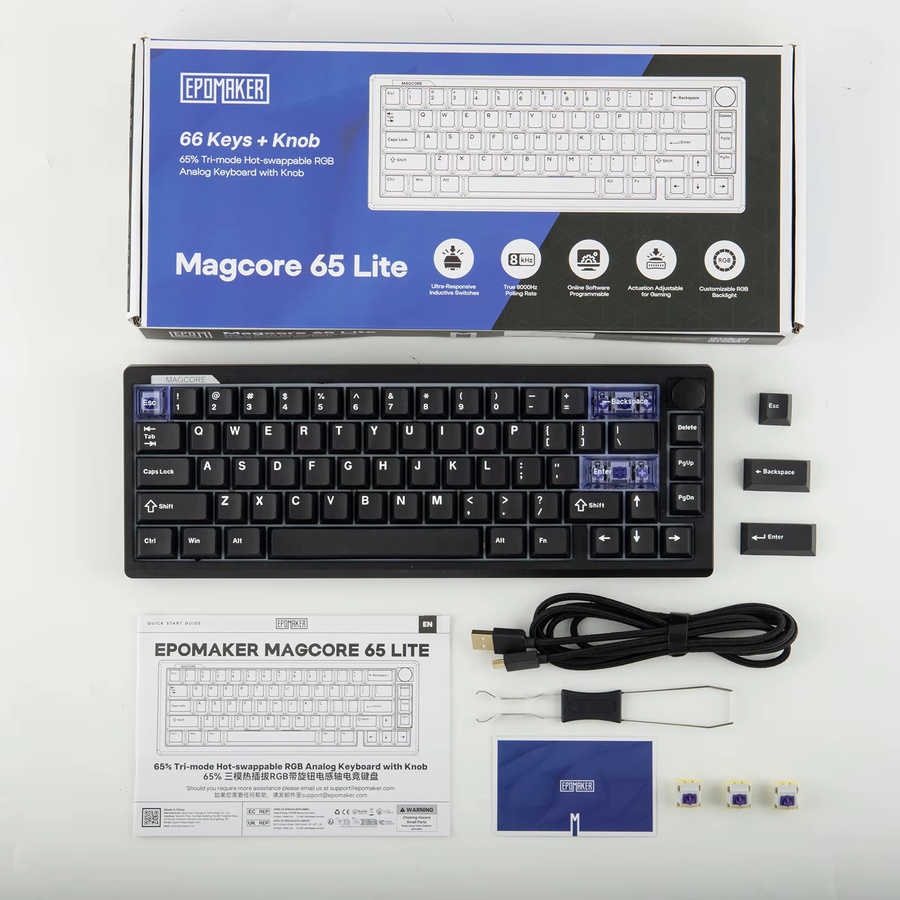 EPOMAKER Magcore65 Lite Mechanische Tastatur, 65 % US-QWERTY-Layout, Schwarz, Kabellos via Bluetooth oder 2,4 GHz sowie Kabelverbindung, RGB-Hintergrundbeleuchtung, 8K Polling Rate - Bild 5