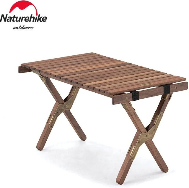 Naturehike Walnuss Camping-Rolltisch, multifunktionaler klappbarer Holztisch für den Außenbereich in Braun - Bild 1