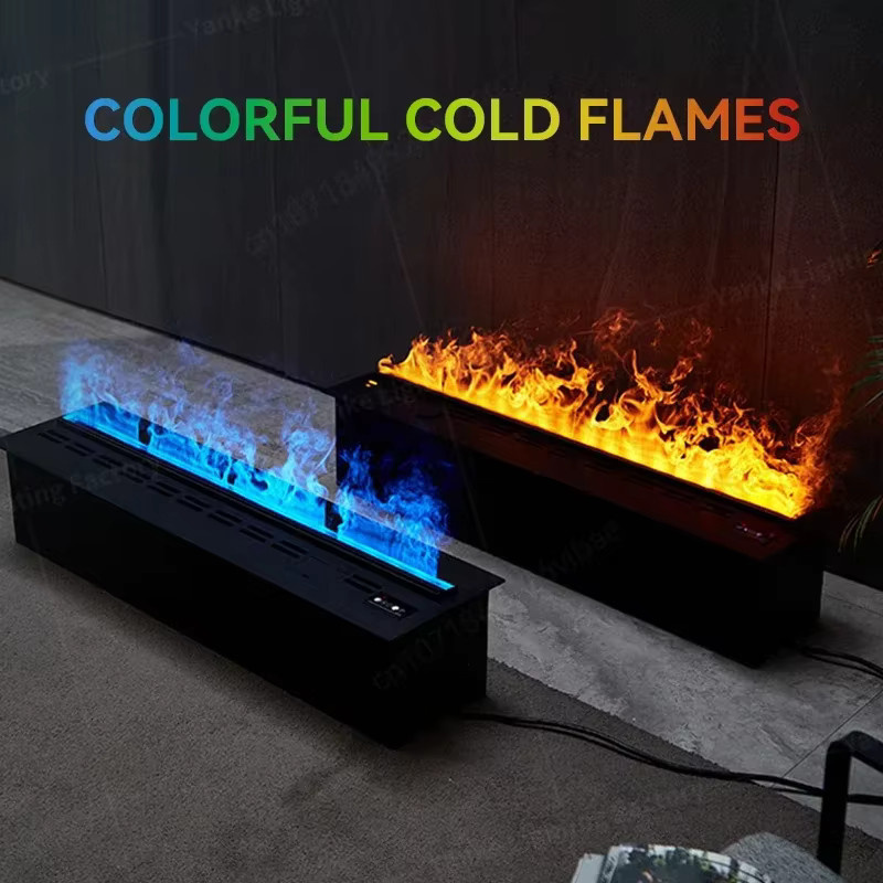 WOFAID Dekorativer Elektrischer Tischkamin mit 3D Atomisiertem Wasserdampf-Flammeneffekt in Mehrfarbig, Modernes Design mit Steinoptik und Smart Home Integration - Bild 4