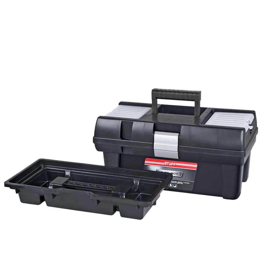PROREGAL Werkzeugkoffer Light mit Einsätzen aus Polypropylen, Schwarz, H x B x T: 32 x 59,5 x 33,7 cm - Bild 2