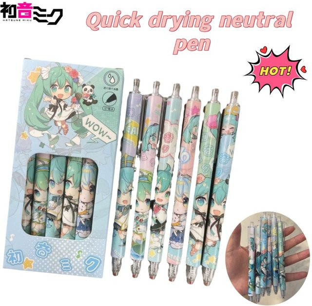 Bandai Hatsune Miku Gelstift mit schwarzer Tinte, 0,5 mm Schreibstift im Cartoon-Design für Schüler - Bild 1