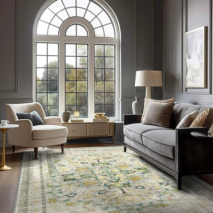 VVIKAMA Bohemian Teppich aus gewaschenem Kaschmir, rutschfeste Matte im Ethnic-Design für Wohnzimmer, Schlafzimmer und Esszimmer, Mehrfarbig - Bild 5