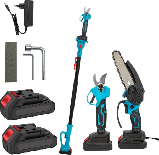 GECOFEER Multifunktionale 3500W Bürstenlose Akku-Kettensäge mit Teleskopstiel als 3-in-1 Garten-Astschneider in Blau - Bild 1