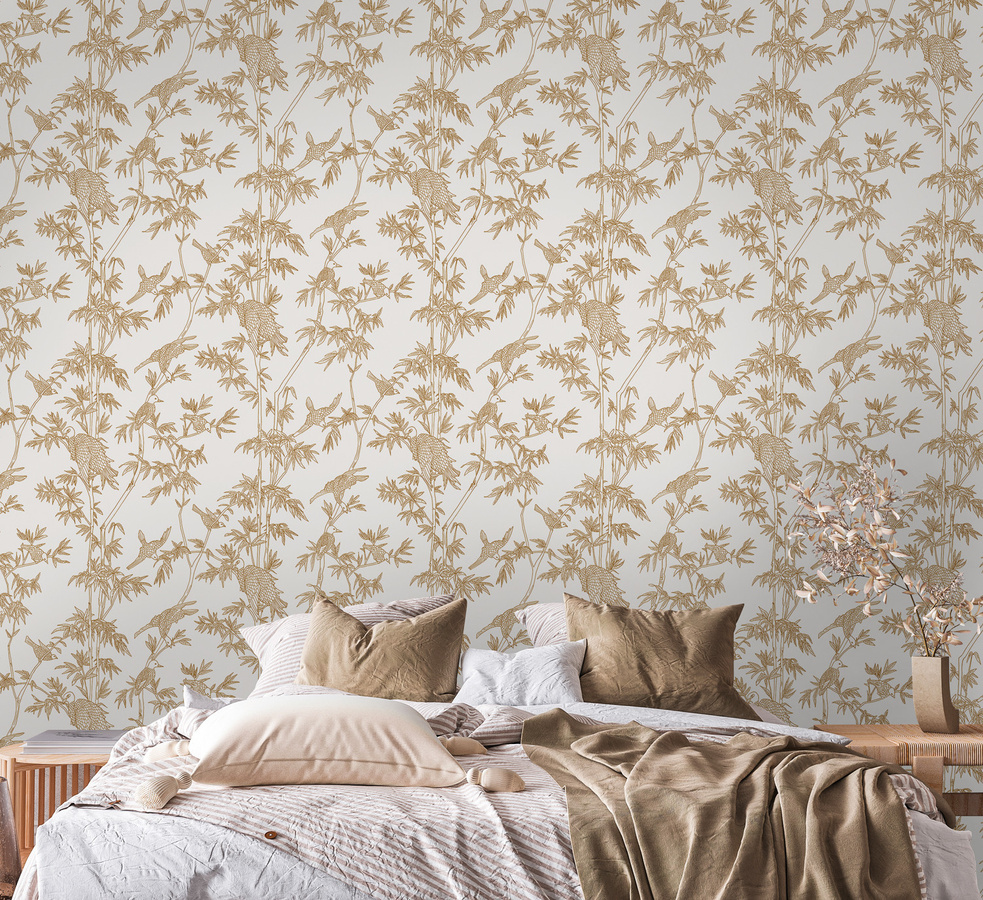 Tenue de Ville Tapete Ylang Ylang Desert in Beige mit floralem und botanischem Muster - Bild 1