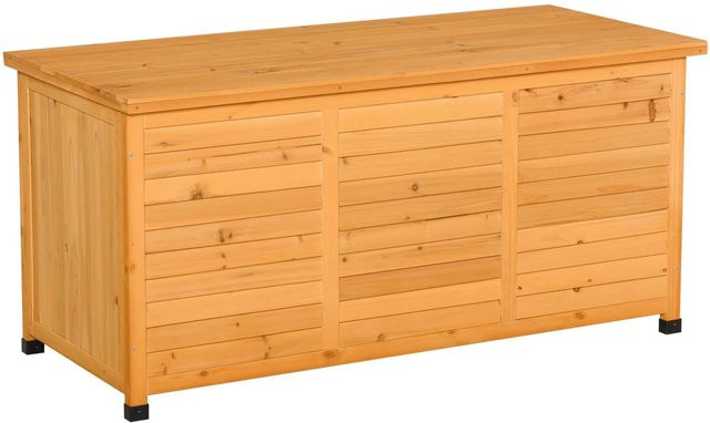 Outsunny Auflagenbox aus lackiertem Fichtenholz in Gelb und Braun, Volumen: 427 l, B/H/T: 127 x 60 x 56 cm - Bild 5