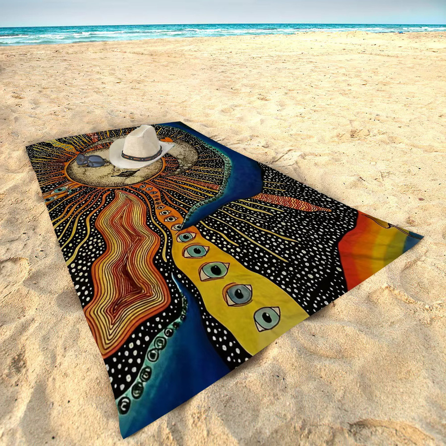 S-Sun Celestial Moon Boho Strandtuch aus Mikrofaser, schnelltrocknendes Sandfreies Handtuch in Multicolour - Bild 6
