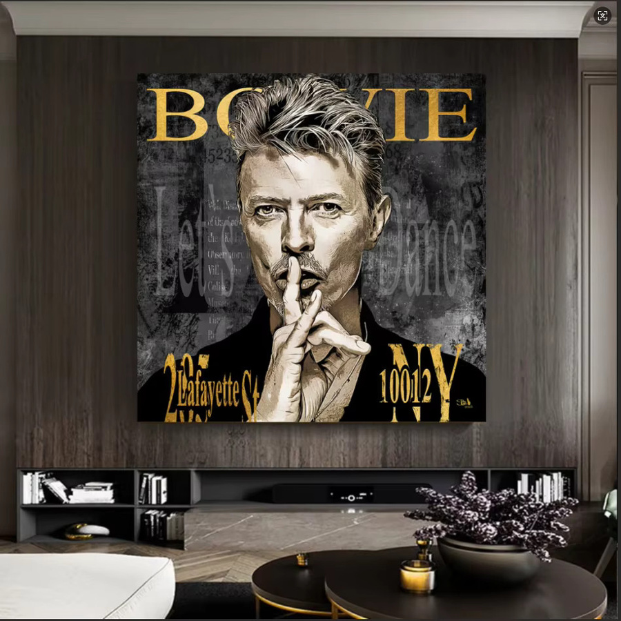 David Bowie Musiklegende Leinwand-Wandkunst von SHENCHEN, abstrakte Popkultur-Dekoration im Porträt-Stil, mehrfarbig, ungerahmt - Bild 6