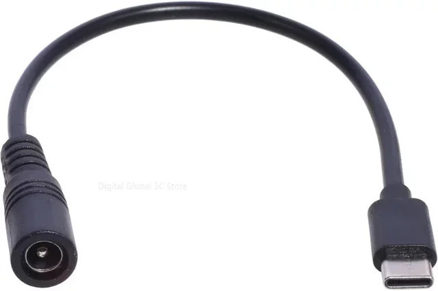 USB-Typ-C auf DC 5,5 x 2,1 mm Adapterkabel in Schwarz - Bild 1