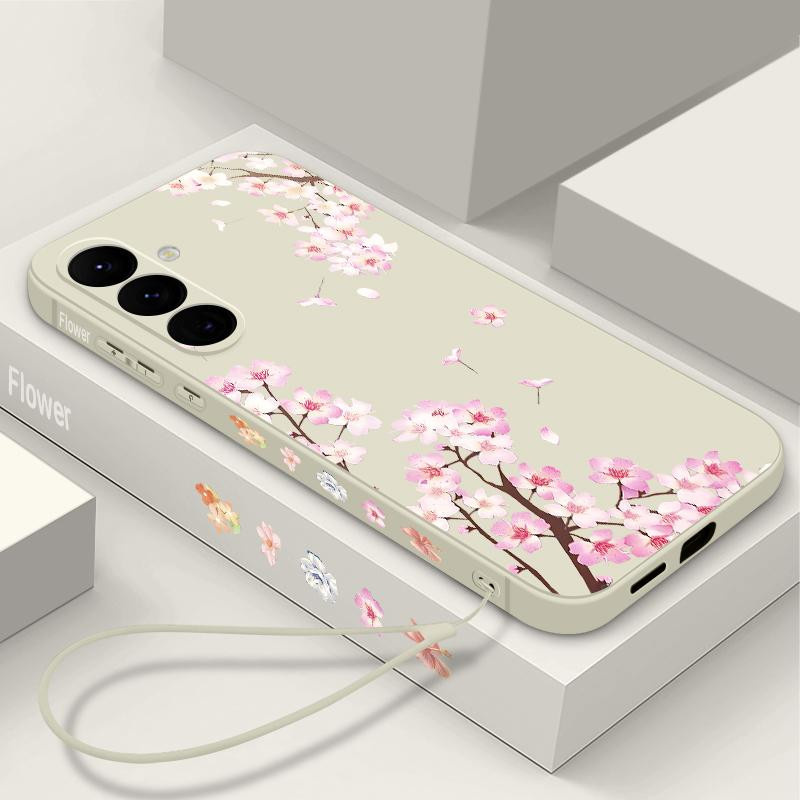 Silikon-Handyhülle mit Pfirsichblütenmuster für Samsung Galaxy A-Serie inklusive Lanyard, weiche TPU-Schutzhülle - Bild 2