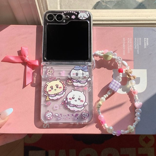 Chiikawa Anime Kartenetui-Handyhülle mit Trageschlaufe für Samsung Galaxy Z Flip 7 6 5 4 3 - Bild 1