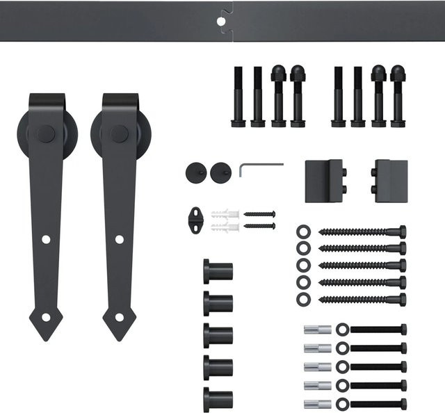 HOMCOM Schiebetüren-Beschlagsatz aus Stahl in Braun, B/T/H: 200 x 4 x 0,6 cm - Bild 1